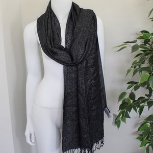 Large Black & Silver Sparkle Patterned Scarf